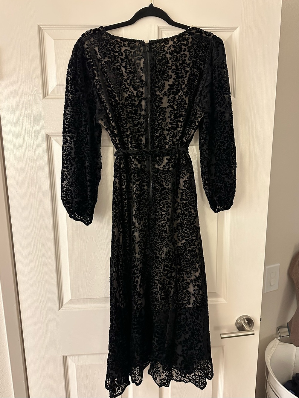 Alice + Olivia Coco Dress in black burnout velvet - Picture 5 of 5